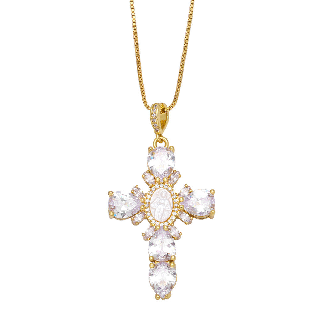 Wholesale Virgin Mary Cross Pendant Necklaces